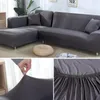 Stoelbedekkingen Solid Color Sofa Cover Elastic Stretch Living Room Decoratie Algemene meubels voor L-vormig 1/2/3/4 stoel