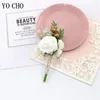 Decorative Flowers 6pcs White Wedding Corsage Brooch Pin Artificial Foam Rose Groom Boutonniere Buttonhole Men's Suit Marriage Accessories