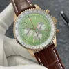 46 -миллиметровое новое качество Navitimer Watch Chronograph Quartz Движение с желтым золотом.