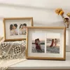 Frames 4x6inch Double Group Po Frame Wall Home Decor Log Color Wood 10x15CM Picture Can Be Placed And Hung