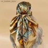 Écharbes 2022 90x90cm Fashion Kerchief Silk Satin Neck Scarf Femmes Imprimé Hijab Femme Squâles Square