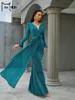 Robes décontractées Missord Green Church V Neck Long Manched Sirène Soirée Forme Forme Prom Prom Prom Prom