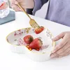 Bowls Creative Ceramic Heart-shaped Container Steamed Egg Candy Color Dessert Salad Bowl American Cake Oven Tableware