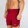 Short masculin Double-pont de fitness sportif masculin été slim séchage rapide et pantalon de survêtement tissé respirant