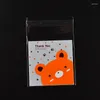 선물 랩 도매 100ps 곰 패턴 자체 접착제 로트 DIY 보석 씰 비닐 봉지 디자인