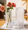 Wazony kolorowe przezroczyste szklane szklane wazon kwadratowy projekt usta dom i salon ze świeżą dekoracją