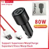 Original Oneplus 80w Supervooc Car Charger Super Fast Charging 65W Type C Auto Warp Charge 65 One Plus 11 10 Pro Nord 2T 5G 10T