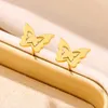 Stud Earrings Butterfly For Women Girls Waterproof Gold Color Stainless Steel 2024 Trend Piercing Ear Jewelry Aretes