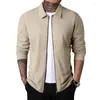 Men's Jackets Waffle-Textured Full-Zip Jacket - Versatile Lapel Neck Design Modern Casual Or Chic Formal Wear For Spring And Fall