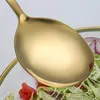 Servis uppsättningar 2st Gold Salad Spoon Fork Rostfritt stål Server Europeisk stilbesticksset Köksverktygstillbehör