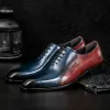 Boots Desai Handgjorda kontorsskor Vintage Design Oxford Men Dress Shoes Formal Business Laceup Full Grain Real Leather Shoes for Men