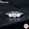 Cluster Rings BAMOER 1.1CTTW Round Moissanite Platinum Plated Ring For Women D Color VVS1 EX Lab Diamond Engagement 925 Sterling Silver