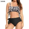 Dames badmode shekini dames bikini set veter bandeau 2 -delige zwempak hoge taille buikbesturing badpak stropdas side zomer