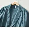 Mäns kostymer plus storlekar M-4XL Casual Business Linen Cotton Sacka Jacka Löst fashionabel fast färg Enkelskikts blazer