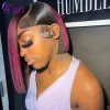 13x4 Lace Frontal Bob Wigs Highlights Blue with Pink Highlight Brazilian Straight Short Bob human hair Wigs for Black Women 180