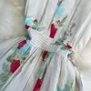 Robes décontractées mousse Français Sweet Floral Print mousseline de mousseline de mousseline d'été