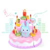 Kids Toy Simulation DIY Birthday Cake Model Kitchen Pretend Play Cutting Fruit Food With Light And Music For Childs Gift 240407