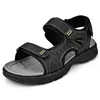 Sandalen schnell trockener Sommer Herren echter Leder Männer Strand weich bequeme Watschuhe im Freien, All-Match Coole Roma Flats