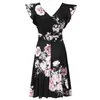 Casual Dresses Fashion Summer 2024 For Women Round Neck Frilly Printed Waist Dress Women'S Clothing