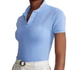 Top Material Design Sommer 100% Baumwoll Damen Kurzarm Poloshirt Casual Polos Frau Kleidung Lampe Slim Solortops 240409