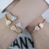 2024 Iced Out Bling Bring Heart Bracelet Gold Silver Color CZ Hearts Charm Bangle for Women Luxury Hip Hop Bijoux 240409