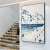 Arthyx Handmade Palette Couteau Snow Mountain Paintes d'huile sur toile, paysage abstrait Picture de décoration intérieure moderne pour le salon