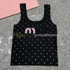 Full Rhinestone Tanks Top Women Letter Embroidered Vest U Neck Knits T Shirt Sleeveless Vests