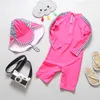 Women's Swimwear Children's Cartoon Long Sleeve Swimsuit Baby Girl One-Piece UPF50 UV Protection Girls Bathing Suit Swimming Wear