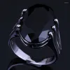 Anelli a grappolo Amazing Oval uovo nero zirconia cubica anello placcato in argento V0473
