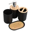 Bathroom Wash Set Counter Decor Accessories Black Toothbrush Holder Suite Bedroom Men Wood Sink Man