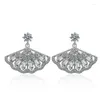 Les boucles d'oreilles vendaient des femmes en forme de ventilateur 925 bijoux en argent sterling jolis cadeaux pour les amis féminines grandes promotion