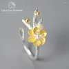 Cluster Rings Lotus Fun Moment Natural Pearl Adjustable Vintage Winter Blossom And Snow Flower For Women 925 Sterling Silver Jewelry