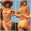 Dames badmode sexy ruches bikini 2024 vrouwen push up micro zwempak Braziliaans strand dragen badpak string van schouderbiquini