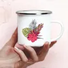 A vida das canecas é como uma planta tropical impressa em copos de caneca de esmalte de caneca