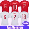 2024 Denemarken Maehle Mens Soccer Jerseys Nationaal team Andersen Jensen Eriksen Hojbjerg Hojlund Dolberg Home Away Football Shirts Uniforms