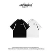 Arewinst Shirt American Designer High Street Style Stitching Letter Embroidery Sports Style Short Sleeve Men's and Women's Summer Loose Tops