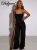 Dulzura Summer Women Sexy Y2K Lace Up Backless Strap Rompers Slits Wide Leg Jumpsuit Outfits Vacation Streetwear Overalls 240409