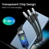 3 en 1 100W câble de charge rapide transparent Type C Micro USB pour l'iPhone 15 Samsung Huawei Pilot Lampe Chargeur USB C 6A Câble de données