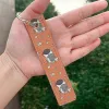 Border Collie Florals Match Keychain Keychain Strap Keyrings Hanging Holder Sac Car Portefeuille Pointe Tring Keechain Décoration de suspension