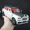 1 24 Schaal RRCULLINAN SUV Model Auto Toy Zink Alloy Pull terug Diecast speelgoedauto's met geluid en licht voor kinderen BO 240409