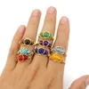 Sieraden Nieuwe gepersonaliseerde handgemaakte Gold Agate Bead Crystal Ring met verstelbaar voor vrouwen kleurrijke ringen hand sieraden groothandel sieraden Bijoux groothandel