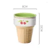 Cups Saucers Creative Ceramic Ice Cream Cup Container Pudding Tulip Printed Dessert Coffee Juice Water 240ML