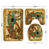 Bath Mats 3d Oude Egyptische farao-mat 3pcs Set Anti-slip douche Douche Badkamer Tapijtbodem Toiletcoverproducten