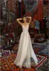 Liz Martinez 2024 Suknie ślubne Spaghetti Backless Bohemia Boho Bridal Suknie z piórami A Line Suknia ślubna plaża tanie