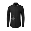 Casual shirts voor heren 2024 Herfst/winter Halfbloem 3d geborduurd shirt met lange mouwen mode grens grens