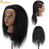 African Mannequin Head 100% réel Hair Haipressser Training Head with Trépied Manikin Cosmétologie Poupée Head for Braiding Style