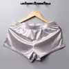 Sexy Mens Ferte Shorts Satin Silk Boxers Shorts Nightwear Pyjamas Pantalon Lounge lisses Sous-vêtements doux Sleep Bottoms