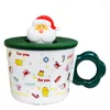 Mugs Christmas Mug Present Porcelain Coffee Cup With Lid And Spoon Creative Santa Claus Milk Tea Water