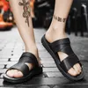 Sandals Summer Men Leather Slipper Dual-use Massage Soft Latex Insole Comfortable Casual Shoes Beach Non-slip Footwear