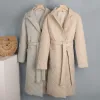 Lange down jas vrouwen winterjas oversized parka winkels zakken op maat gemaakte kraag casual jas vrouwelijke lange mouw bovenkleding warm